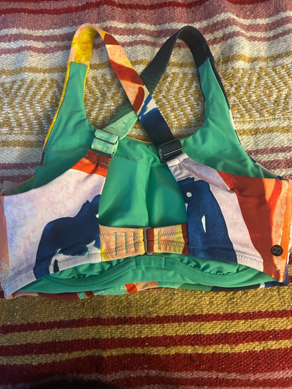 Colorful Abstract Print Sports Bra - Picture 2 of 4